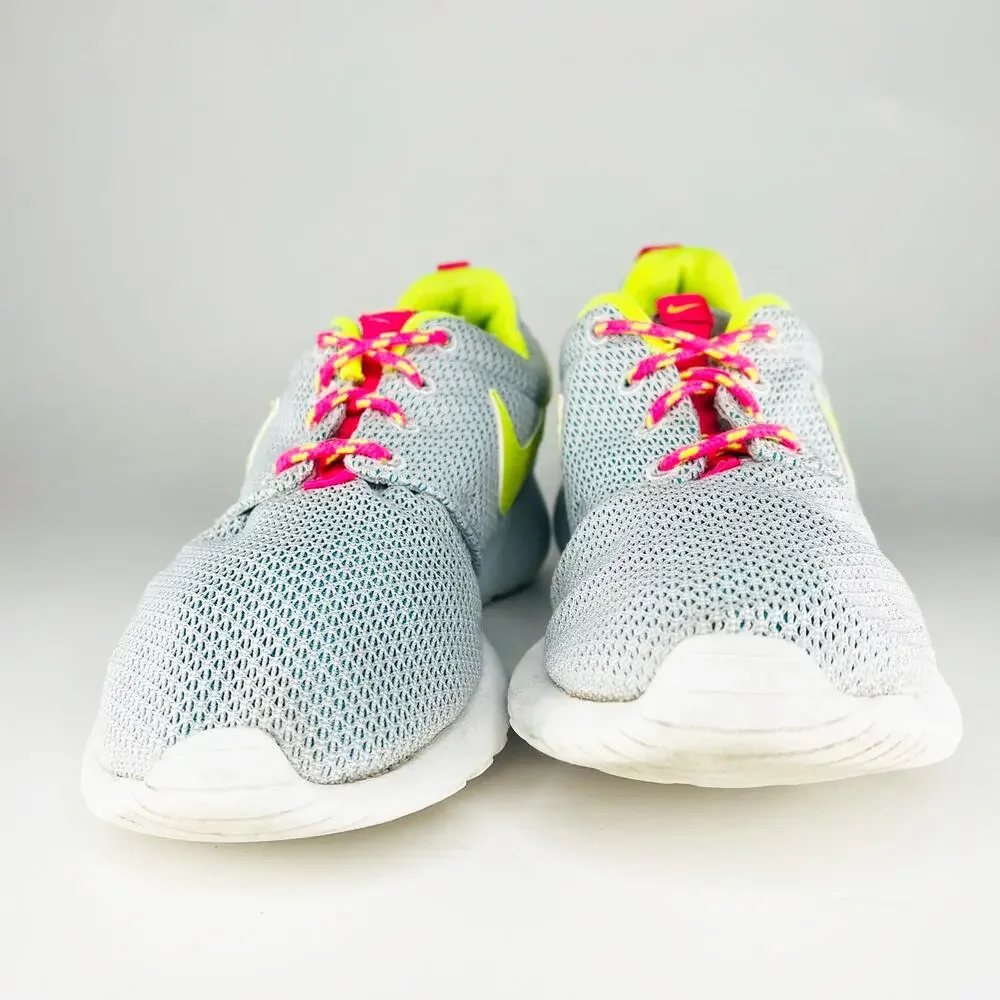 Nike Roshe One Running Sneakers Shoes Grey Yellow Pink Women 8 / Youth 6.5
